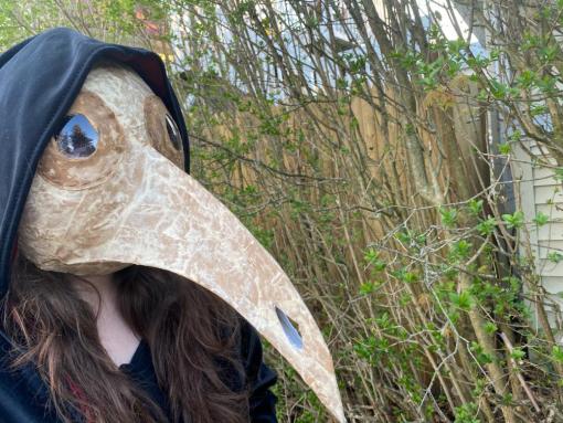 Hannah Joyce's creative project ("Plague Doctor's Mask") that she did for Jim McIlwain's module on "Baneful Visitors: Plague and Leprosy". April 22, 2020 Medieval Studies 0360 Spring 2020.